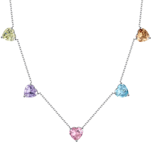 <ORIELL>Sparkling Colorful Heart Cut Necklace
