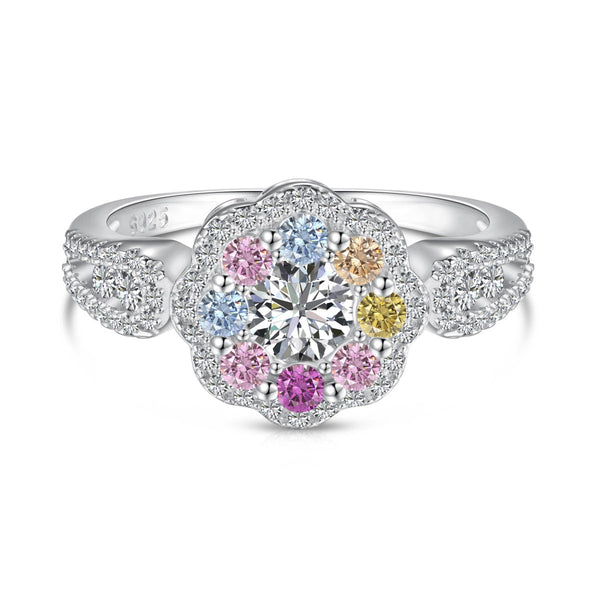 <ORIELL>Delicate Colorful Round Cut Flower Shape Wedding Ring